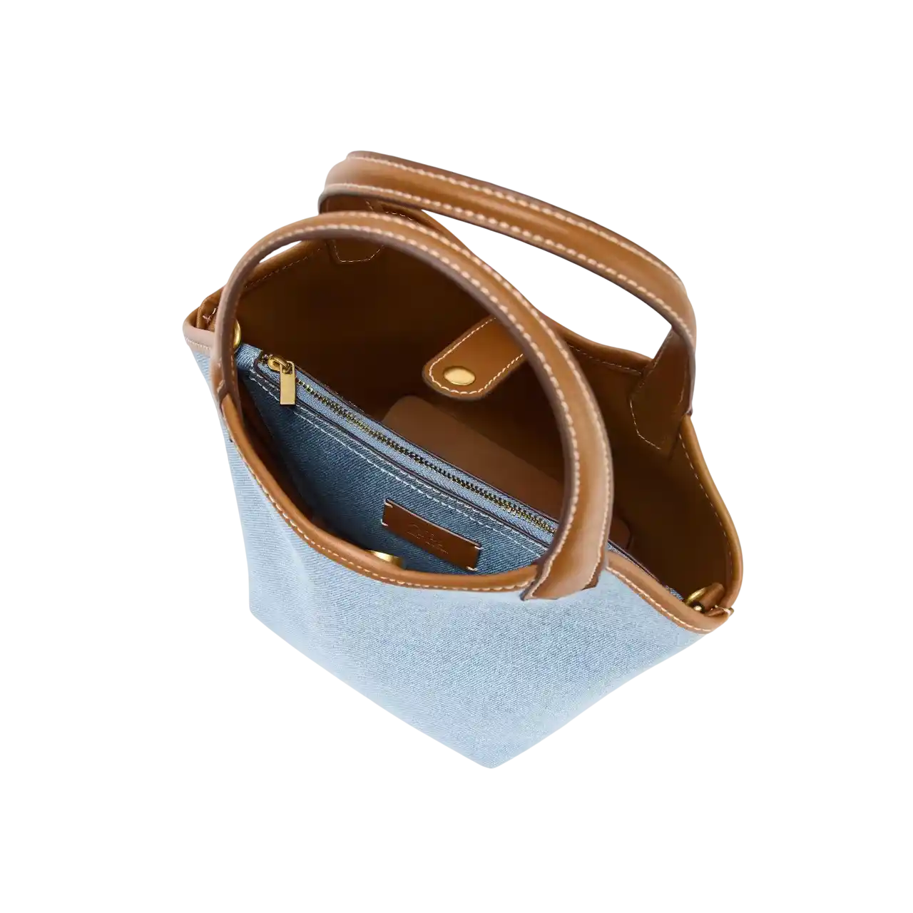 Zara Contrast Denim Mini Tote Bag Denim Blue 6830-610-043