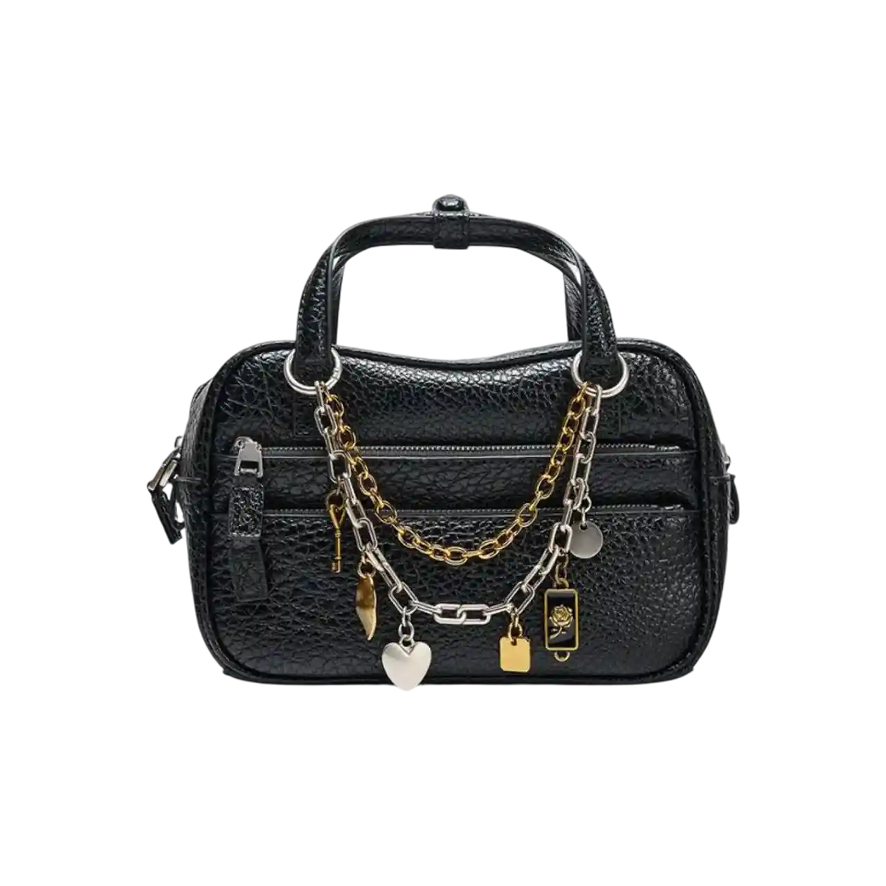 Zara Crackled Charm Bag Black 6465-610-800