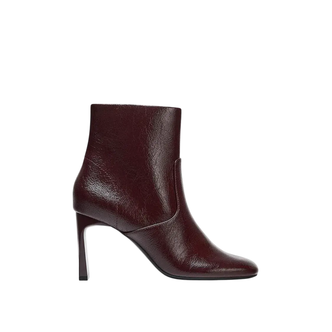 Zara Heeled Ankle Boots With Rounded Toes Burgundy Red 3160-610-624 Size 38