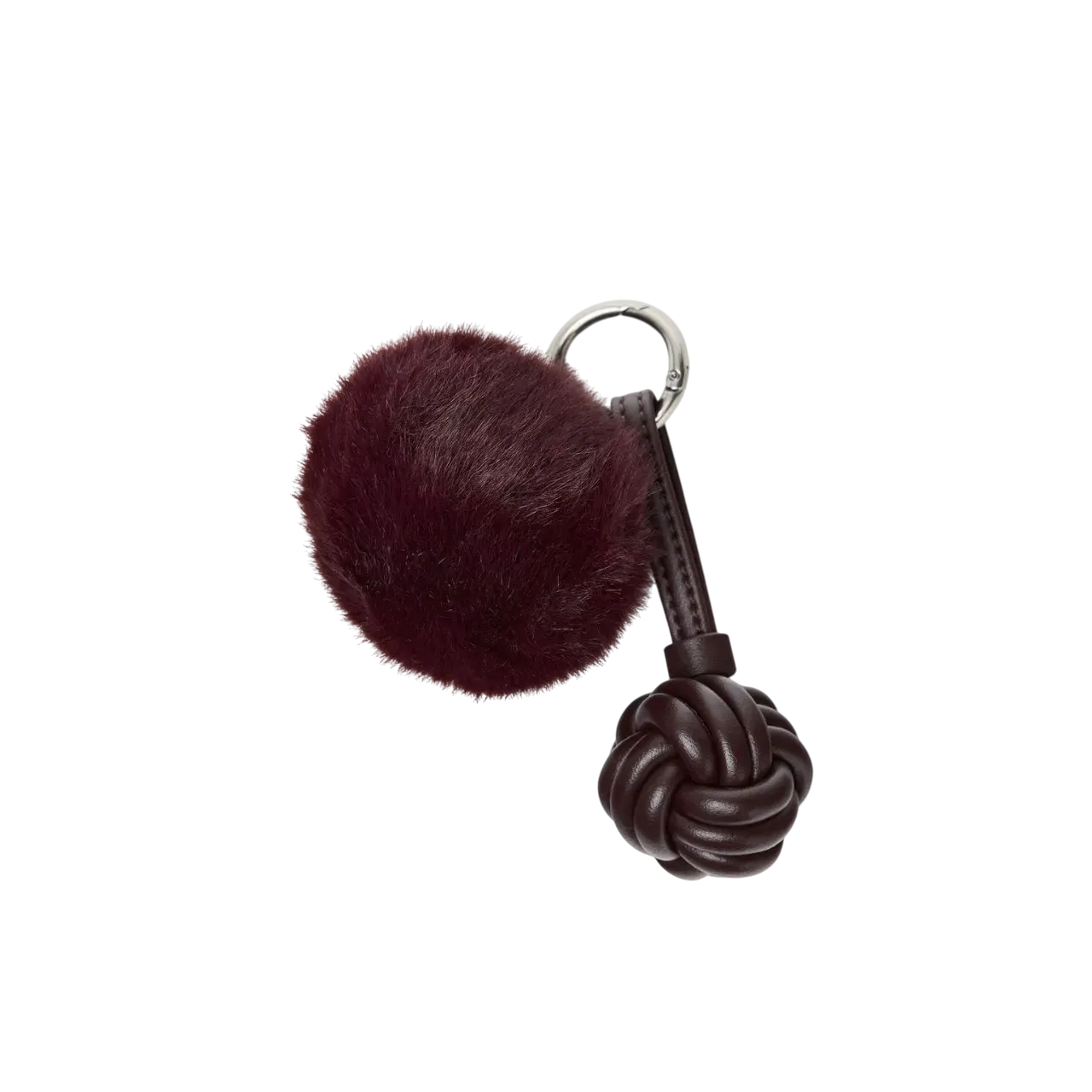Zara Knotted Faux Fur Charm Burgundy Red 6691-610-624