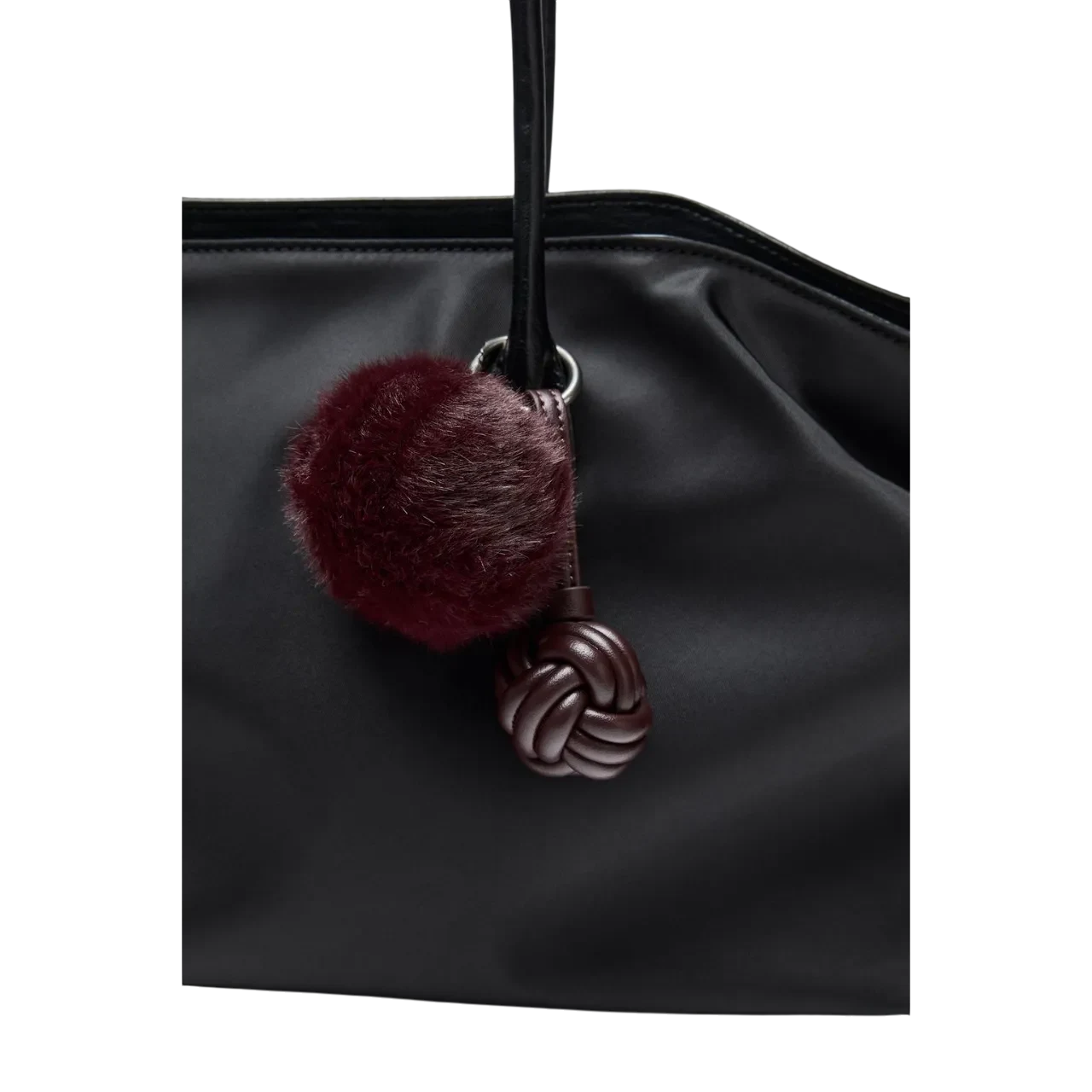 Zara Knotted Faux Fur Charm Burgundy Red 6691-610-624